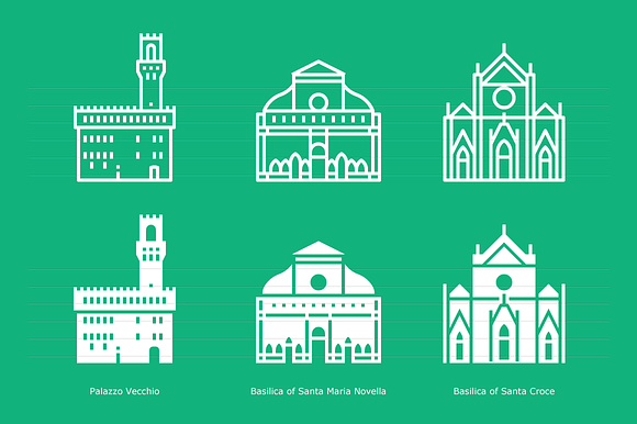 Landmarks of Italy - Florence in Glyph Icons - product preview 4
