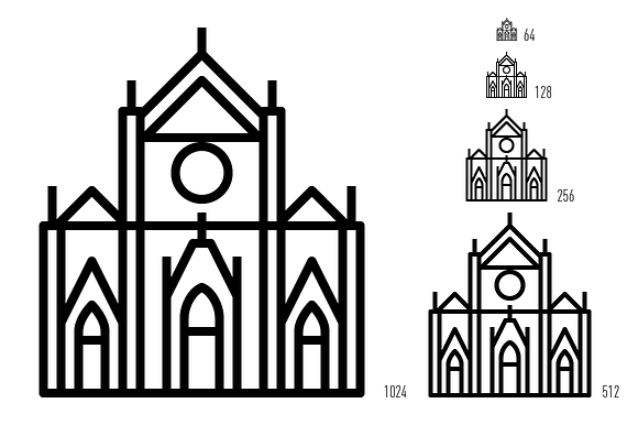 Landmarks of Italy - Florence in Glyph Icons - product preview 5