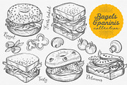 Bagels & Paninis hand-drawn graphic