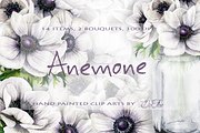 Anemone Watercolor Clip Art