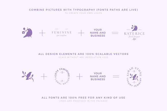 Elegant Feminine Premade Logos Set in Logo Templates - product preview 8