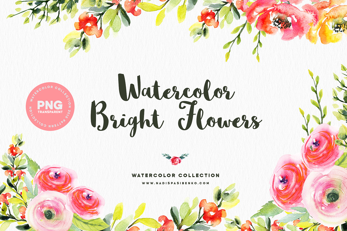 Watercolor Bright Flowers in Illustrations - product preview 8
