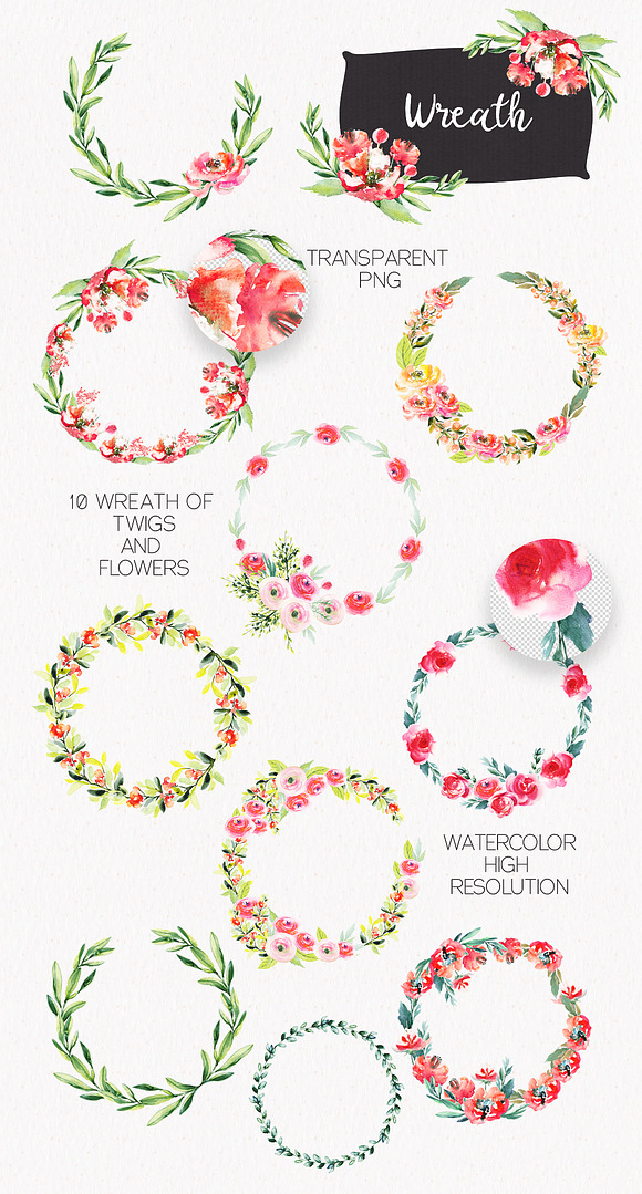Watercolor Bright Flowers in Illustrations - product preview 2