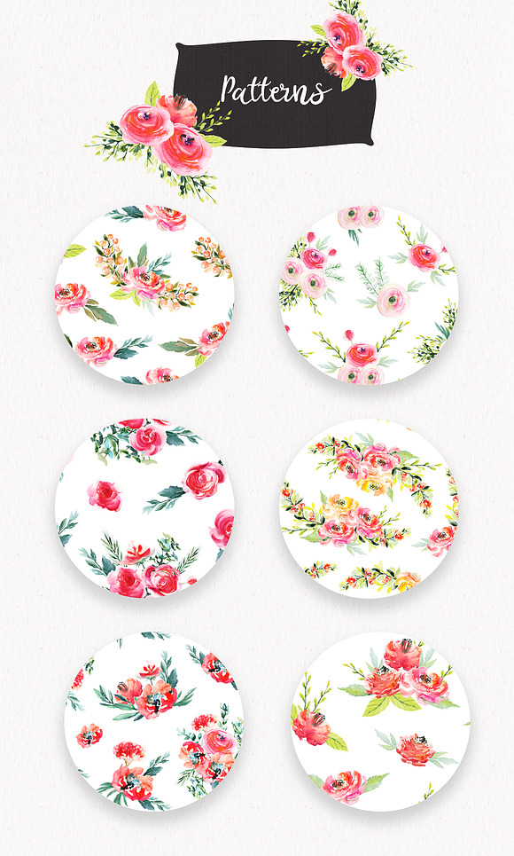 Watercolor Bright Flowers in Illustrations - product preview 4