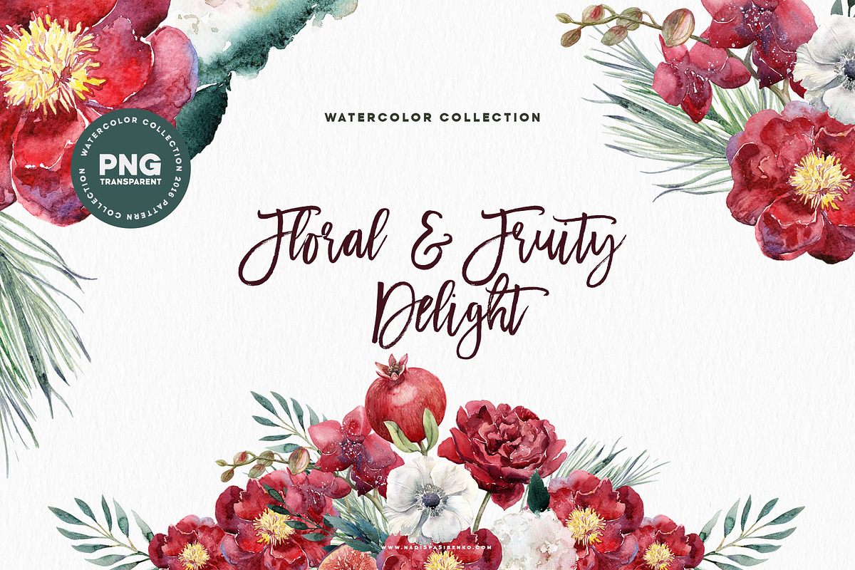 Watercolor Floral & Fruity Delight in Illustrations - product preview 8