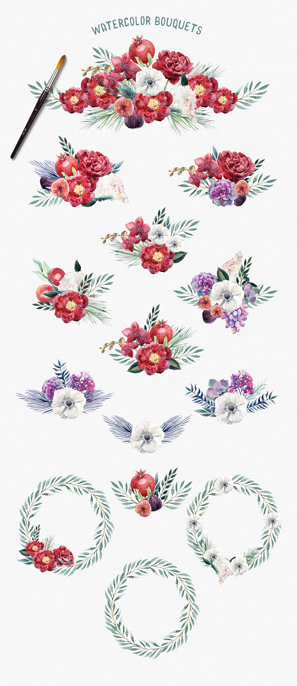 Watercolor Floral & Fruity Delight in Illustrations - product preview 1