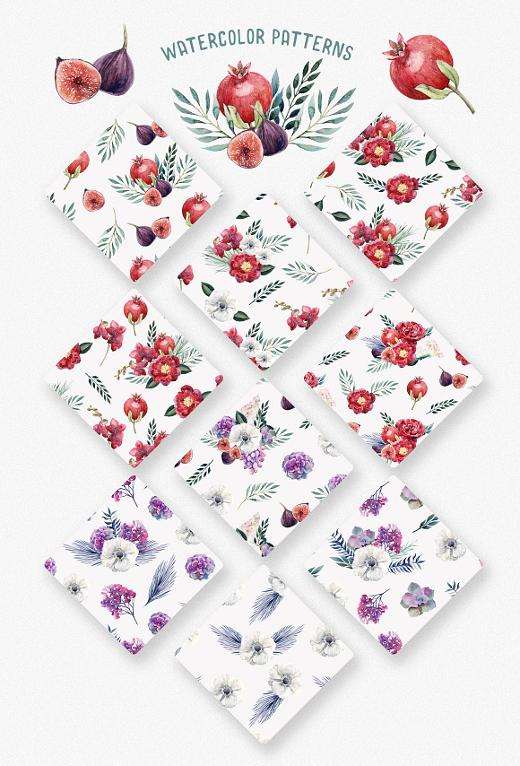 Watercolor Floral & Fruity Delight in Illustrations - product preview 3