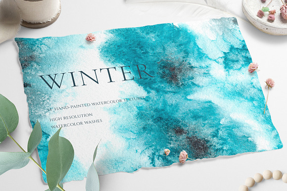 Watercolor Winter Frost Texture in Textures - product preview 5