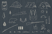 Hand-Drawn Camping & Hiking Elements