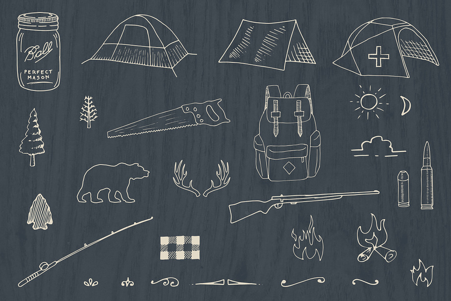 Hand-Drawn Camping & Hiking Elements in Illustrations - product preview 8
