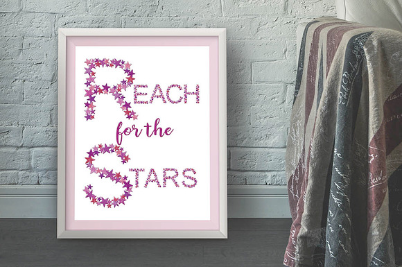 Alphabet in pinky-mauve stars in Illustrations - product preview 3