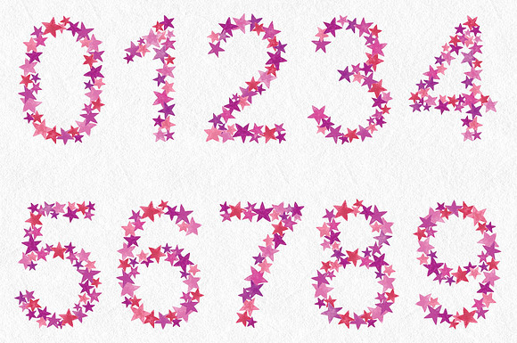 Alphabet in pinky-mauve stars in Illustrations - product preview 5