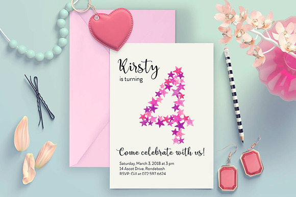Alphabet in pinky-mauve stars in Illustrations - product preview 6