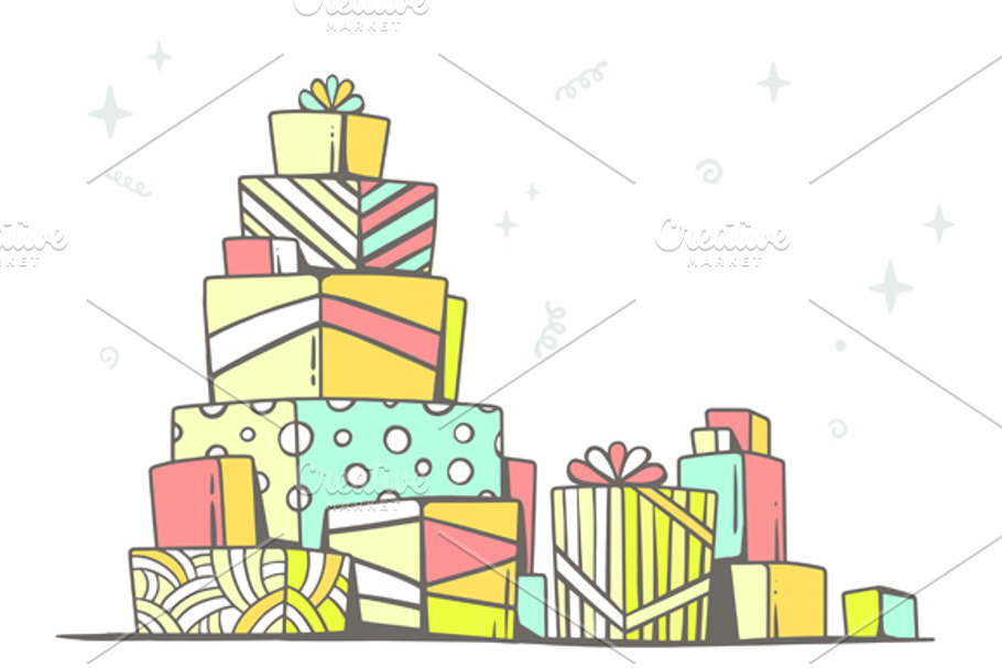 Large pile of gifts. in Illustrations - product preview 8