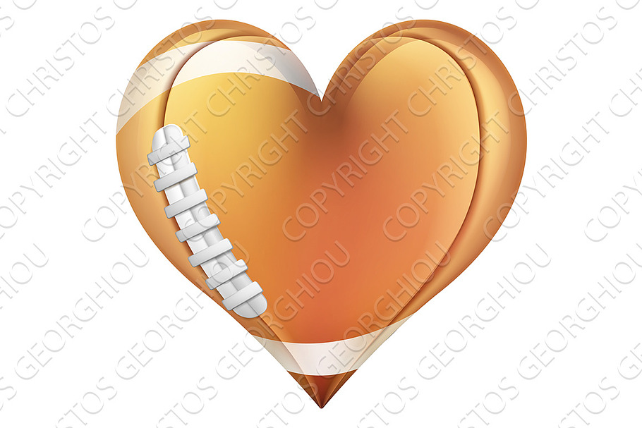 Heart Shape American Football Ball in Illustrations - product preview 8