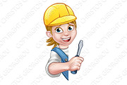 Electrician Builder Woman Cartoon Ch