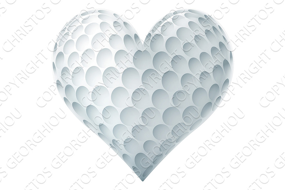 Golf Ball In A Heart Shape in Illustrations - product preview 8