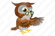 Pointing Cute Cartoon Owl