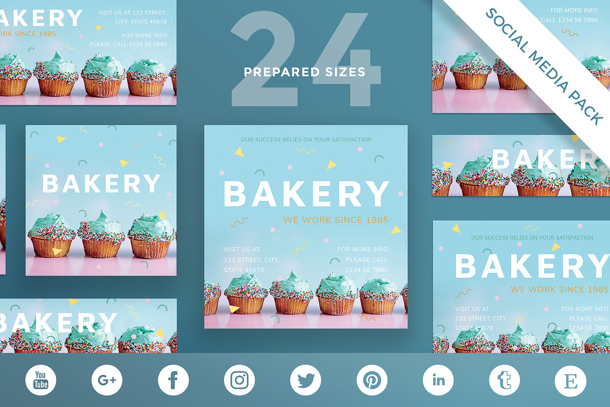 Social Media Pack | Bakery in Social Media Templates - product preview 8