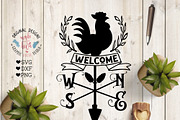 Welcome Rooster Compass Cut File