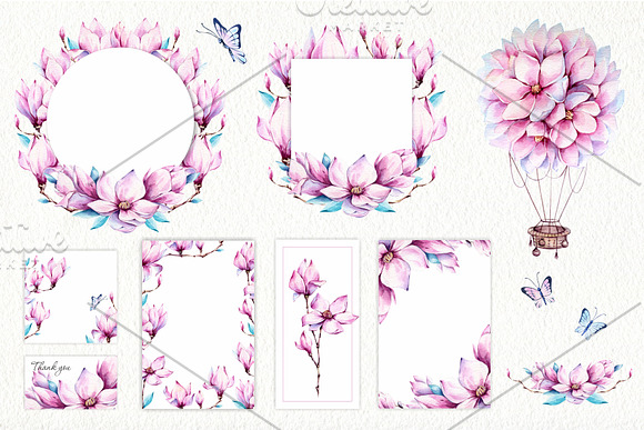 Magnolia Watercolor Set in Illustrations - product preview 2