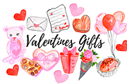 Valentines day watercolor clipart
