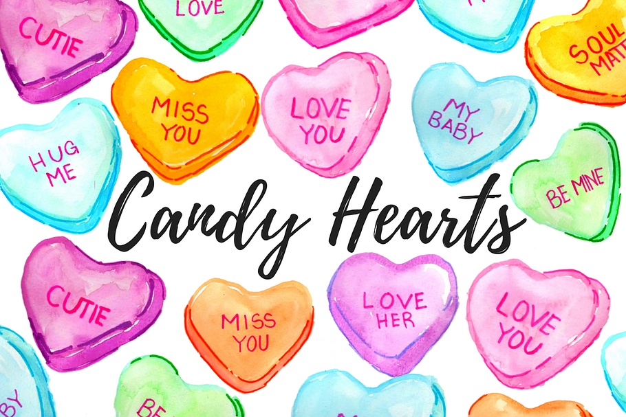 Valentines Candy Hearts Clipart in Illustrations - product preview 8