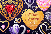 Watercolor Clipart: Heart Jewelry