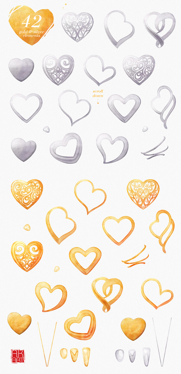 Watercolor Clipart: Heart Jewelry in Illustrations - product preview 6