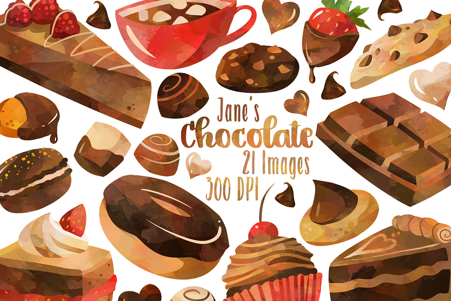Watercolor Chocolate Clipart