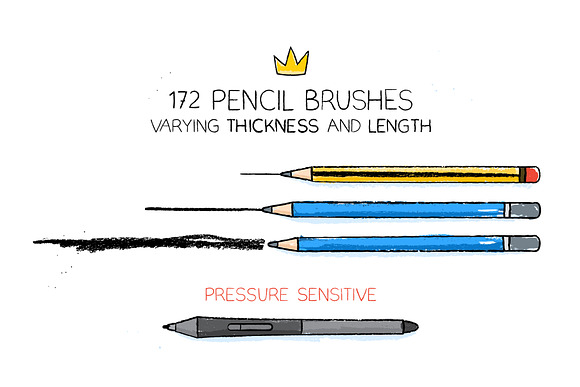 AI hand drawn pencil brushes in Photoshop Brushes - product preview 1