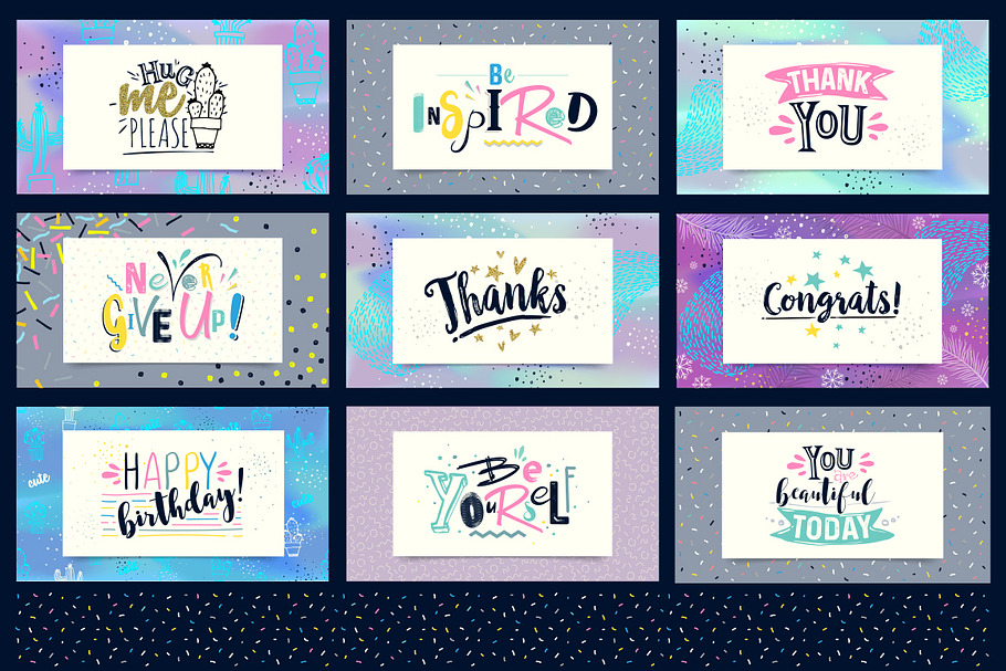 Set of vector greeting cards.