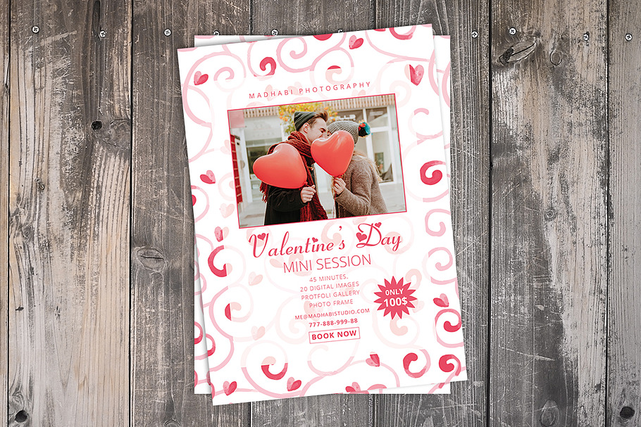 Valentines Day Mini Session Card in Card Templates - product preview 8