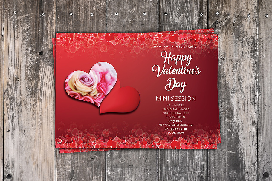 Valentines Day Mini Session Card in Flyer Templates - product preview 8