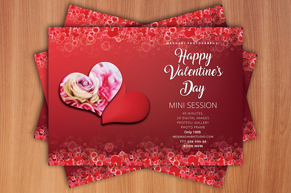 Valentines Day Mini Session Card in Flyer Templates - product preview 1