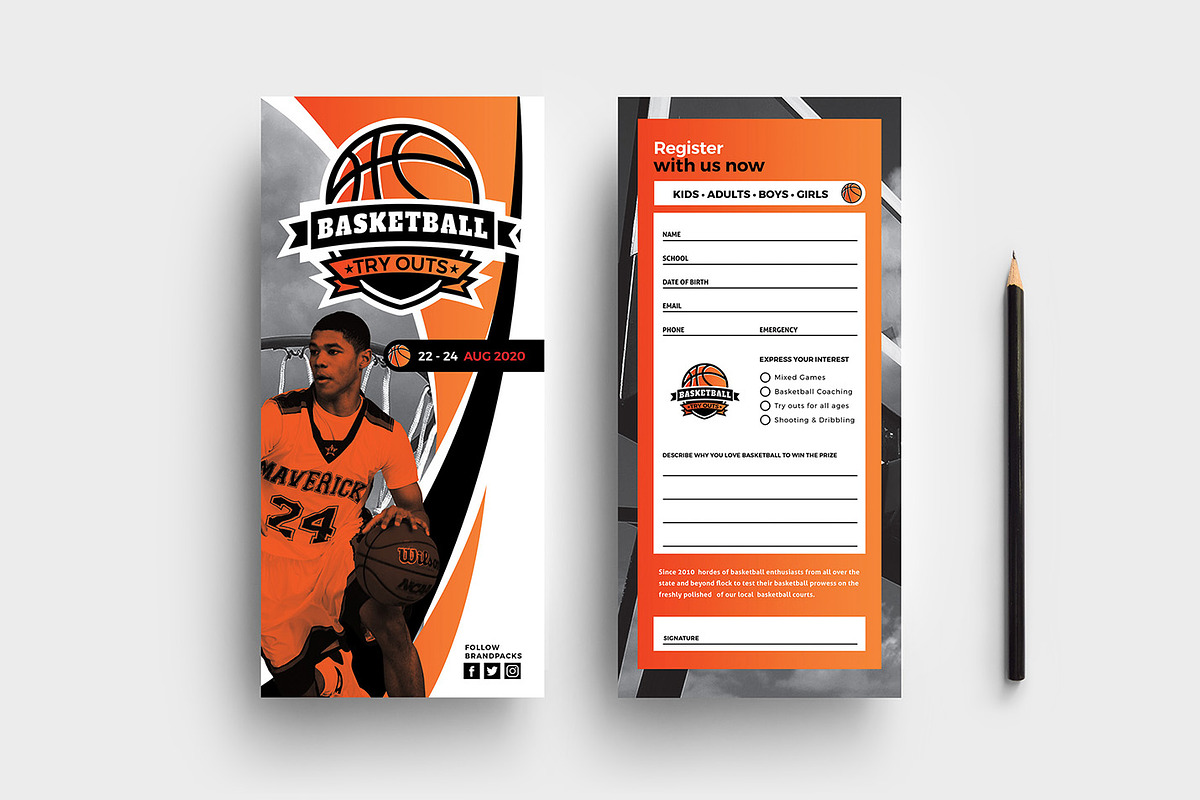 DL Basketball Rack Card Template in Flyer Templates - product preview 8