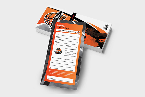 DL Basketball Rack Card Template in Flyer Templates - product preview 2
