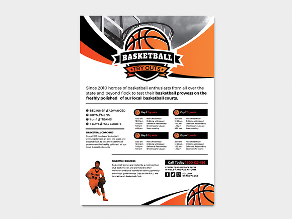 A4 Basketball Poster Templates in Flyer Templates - product preview 3