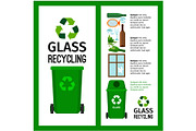 Garbage green container info with glass