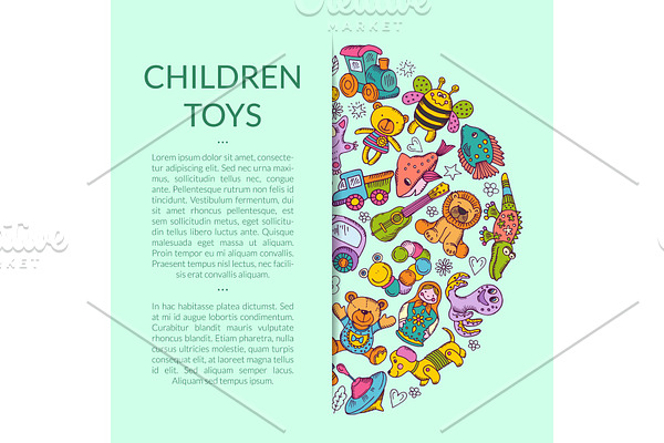 Vector round pile of kid toys illustration