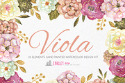 Viola Floral bundle. Cliparts paper