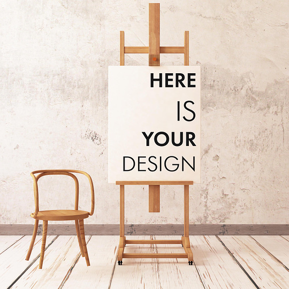 mock up poster in easel in Print Mockups - product preview 1