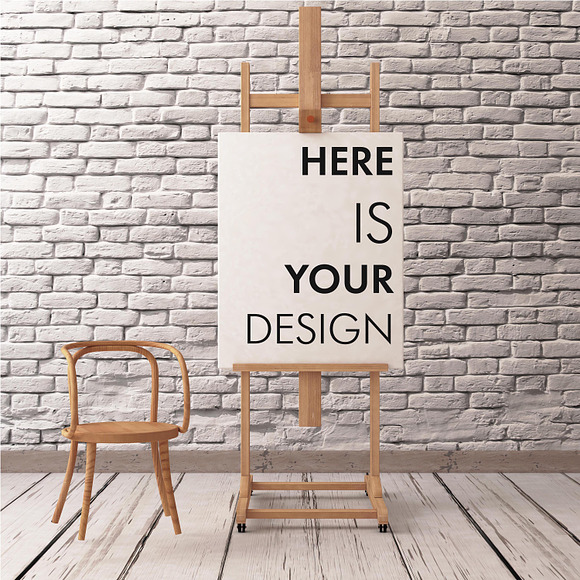 mock up poster in easel in Print Mockups - product preview 2