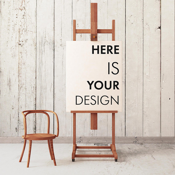 mock up poster in easel in Print Mockups - product preview 3
