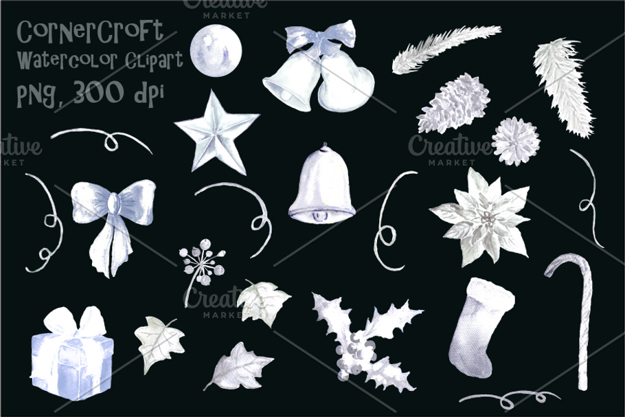 Christmas Decorations Silver Clipart