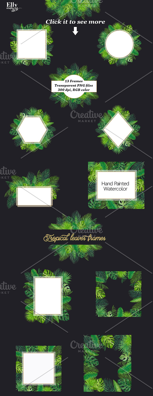 Tropical leaves frames in Illustrations - product preview 4