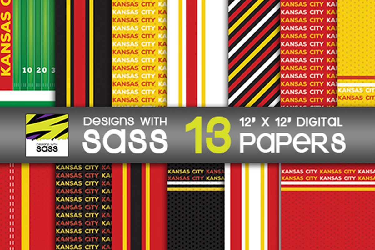 Digital Paper, Kansas City, Football in Patterns - product preview 8