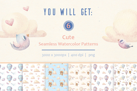 6 Seamless Patterns • Air Collection in Patterns - product preview 6