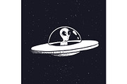 alien in a flying saucer