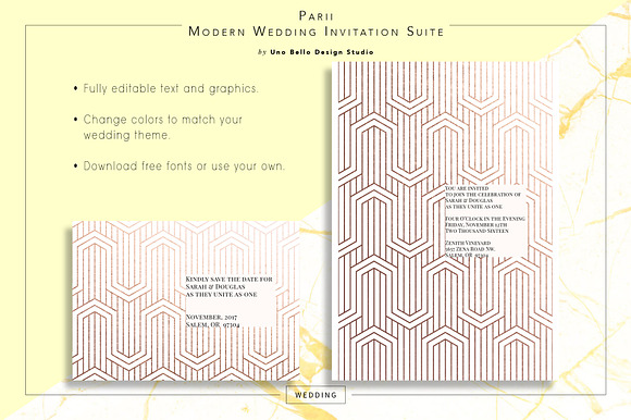 Parii Modern Wedding Stationery in Wedding Templates - product preview 1